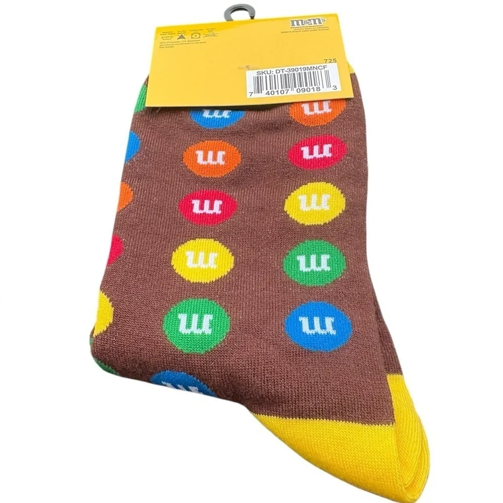 3/$25 M&M'S Candy Brown and Yellow Casual Crew Socks